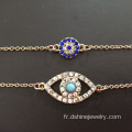 Evil Eye Bracelet or strass bleu Evil Eye Bracelets